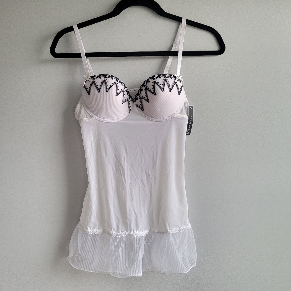NWT Madison Intimates Size Small White BabyDoll Top